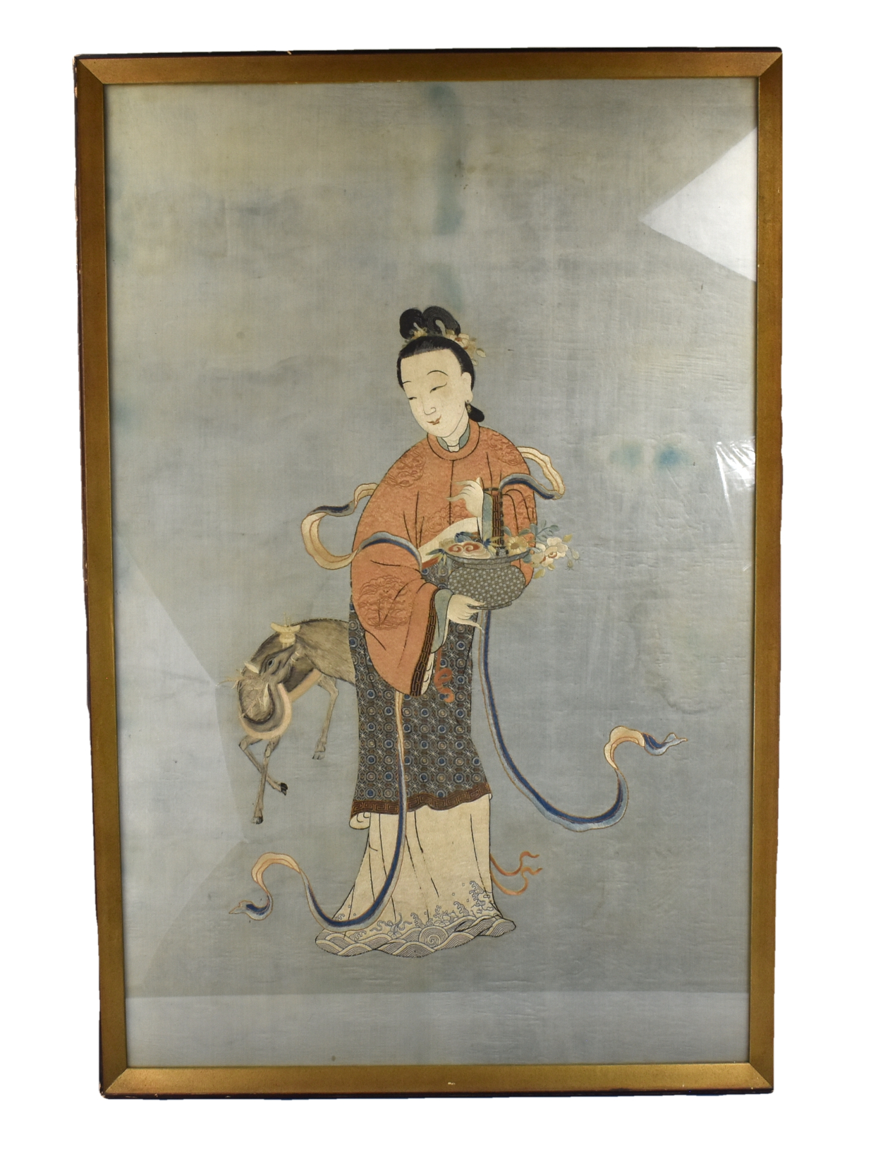 LARGE CHINESE EMBROIDERY PANEL W/