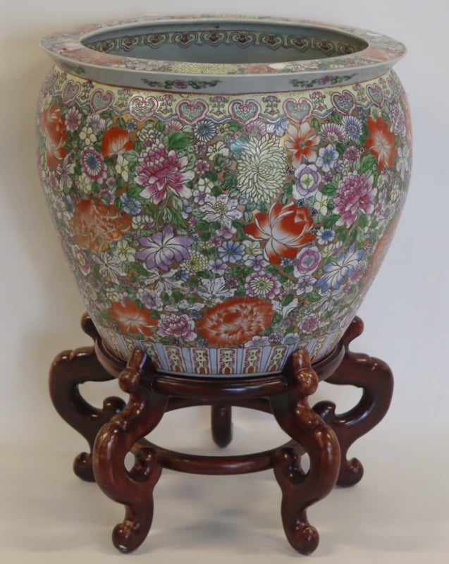 LARGE CHINESE ENAMEL DECORATED FISH