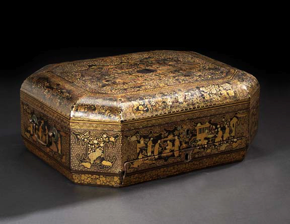 Large Chinese Export Black-and-Gold