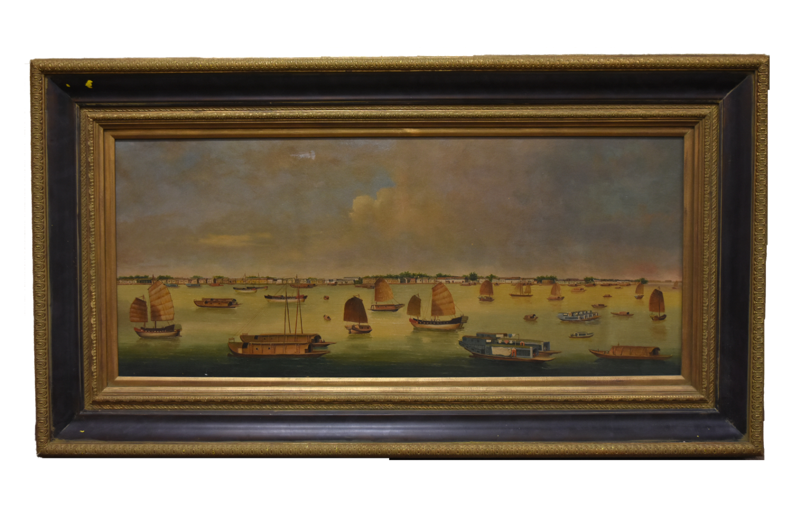 LARGE CHINESE EXPORT OIL PAINTING