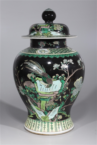 Large Chinese famille nori enameled