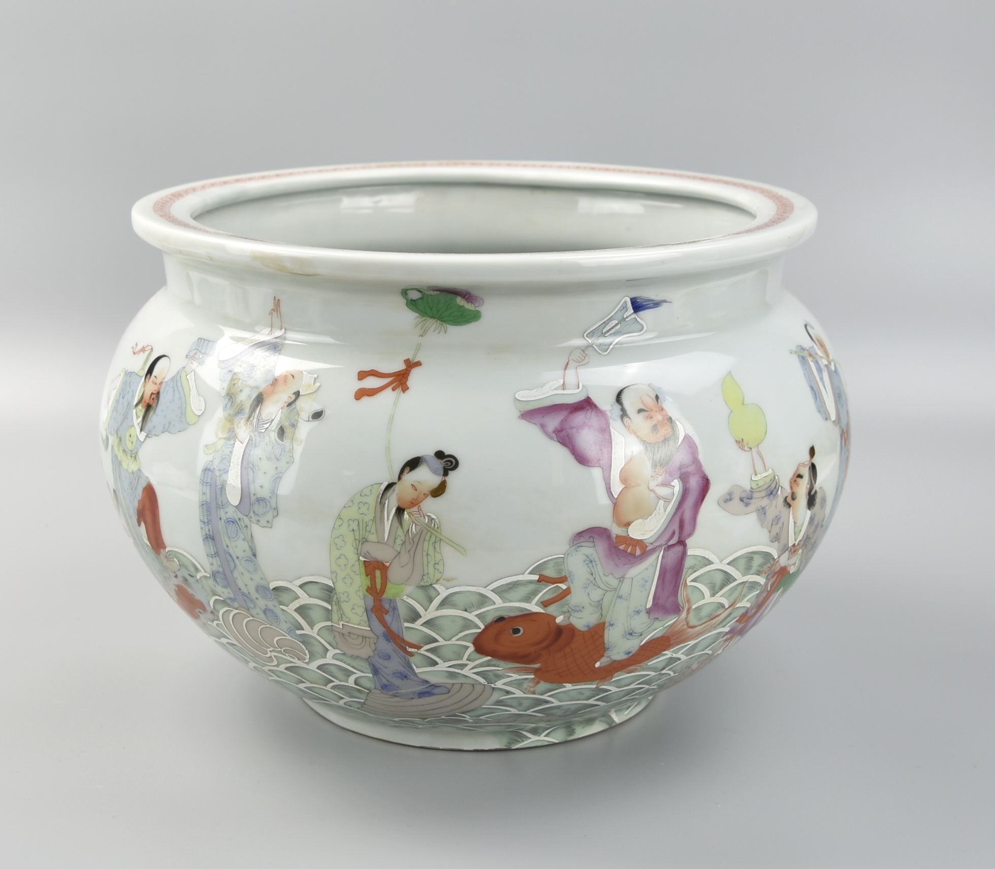 LARGE CHINESE FAMILLE ROSE JAR W/ 8