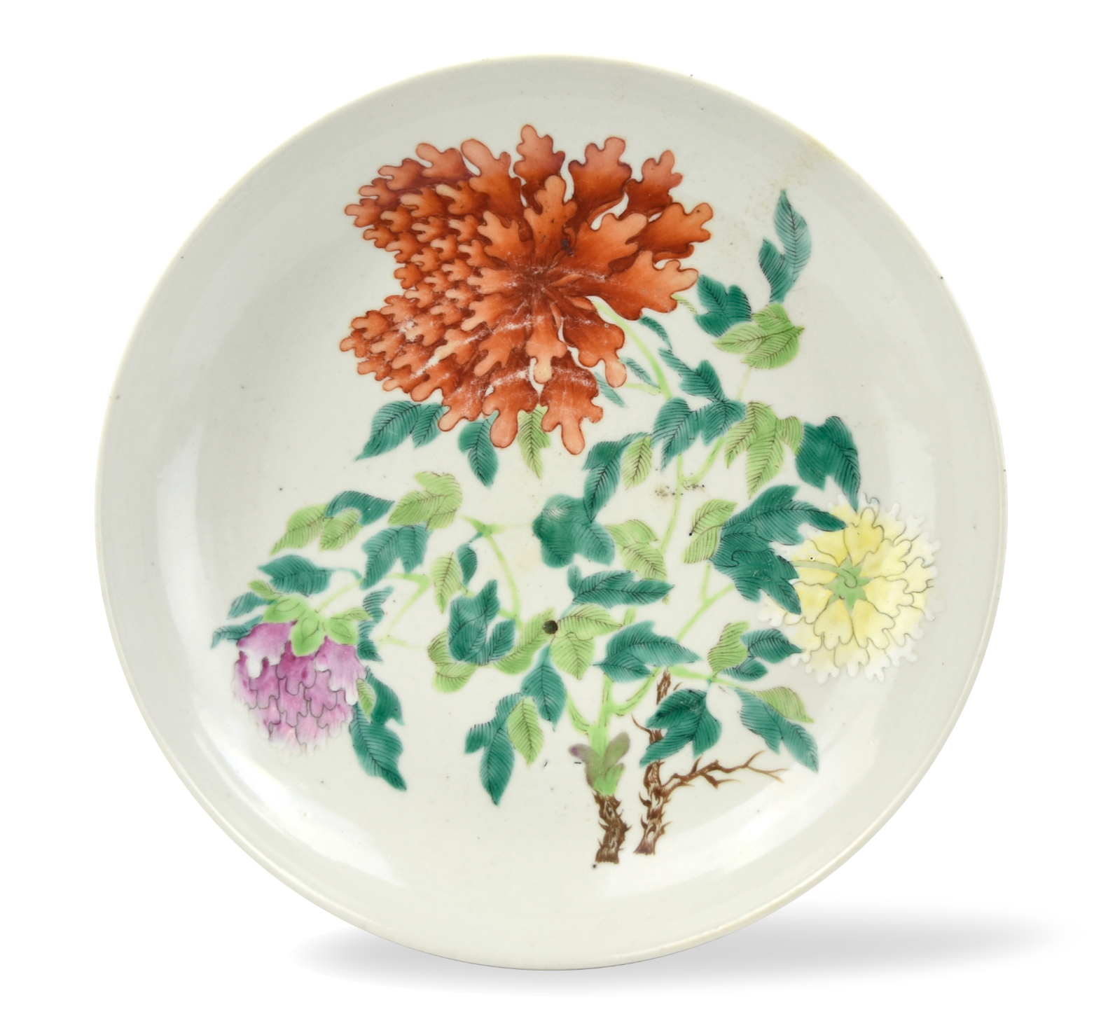 LARGE CHINESE FAMILLE ROSE PLATE W/