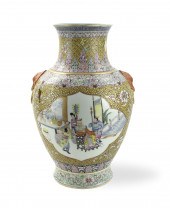 LARGE CHINESE FAMILLE ROSE VAS