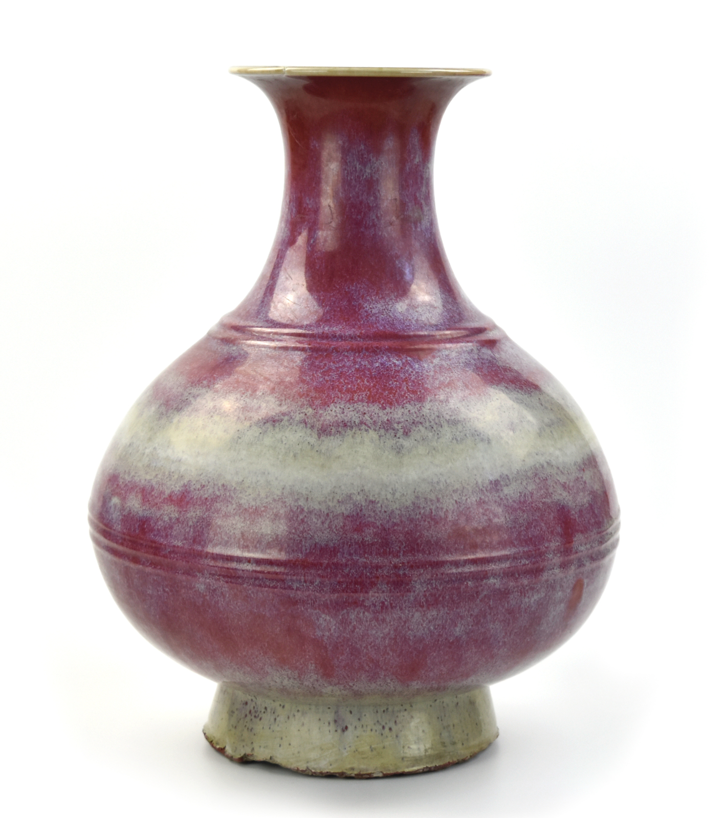 LARGE CHINESE FLAMBE GLAZED VASE of