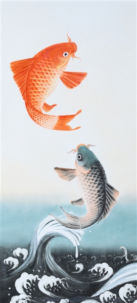 Large Chinese framed porcelain
