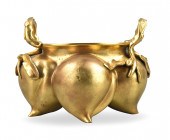 LARGE CHINESE GILT BRONZE PEAC