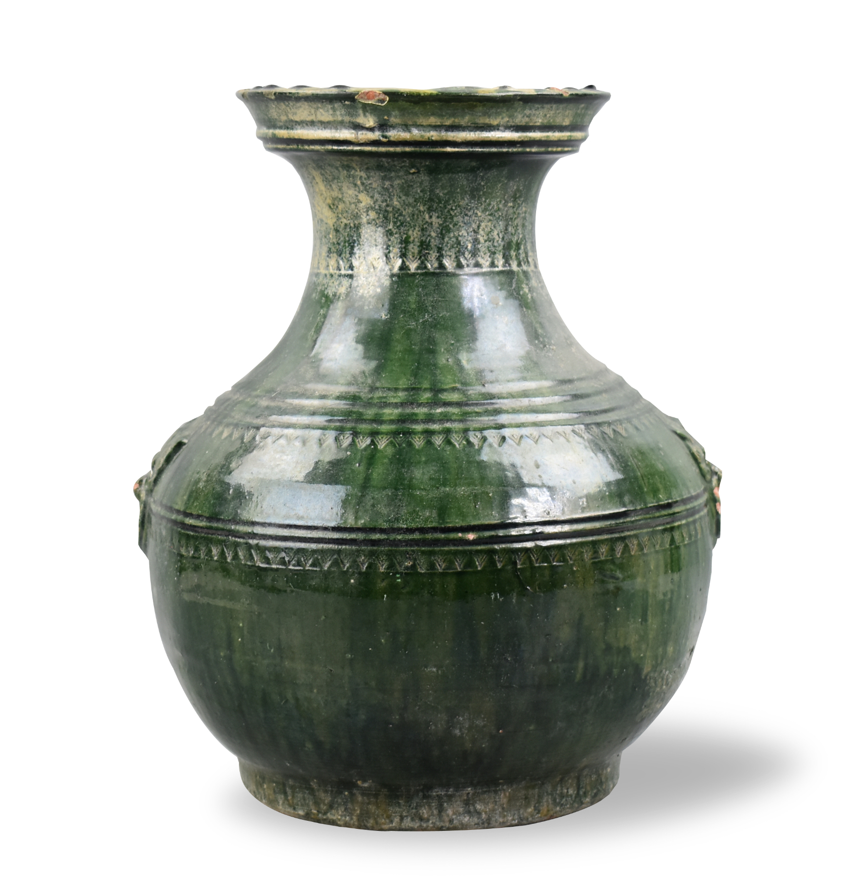 LARGE CHINESE GREEN GLAZED "HU"