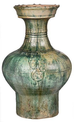 LARGE CHINESE GREEN GLAZED