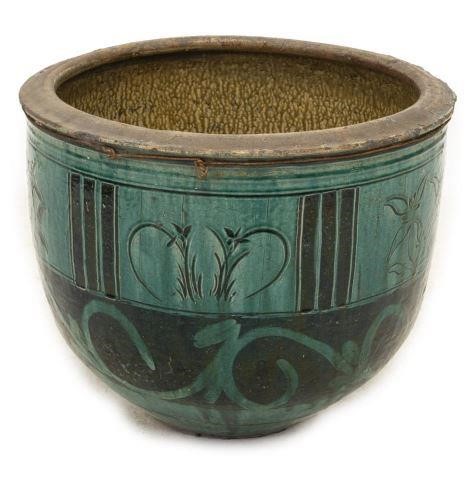 LARGE CHINESE GREEN GLAZED