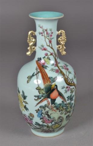 Large Chinese Green Vase with