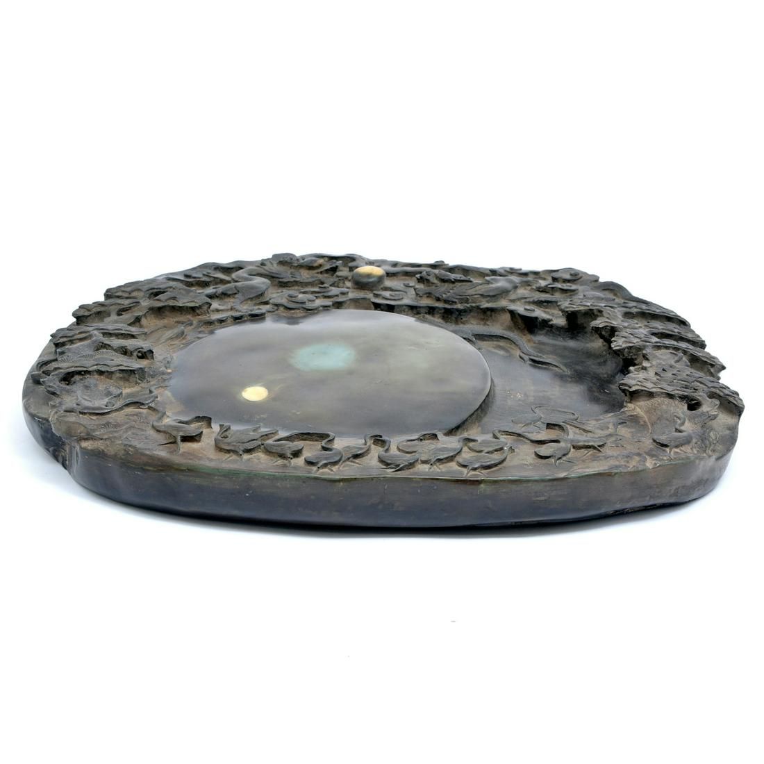 LARGE CHINESE "INKSTONE", DRAGONS &