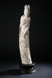LARGE CHINESE IVORY FIGURE OF