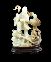 LARGE CHINESE JADE CARVED LUOH