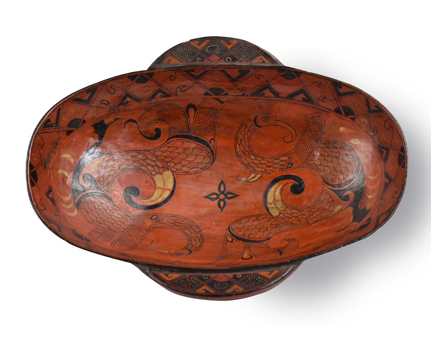 LARGE CHINESE LACQUERED WINE CUP W/