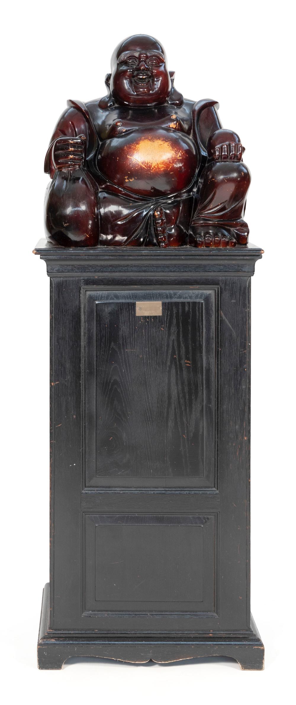 LARGE CHINESE LACQUERED WOOD FIGURE