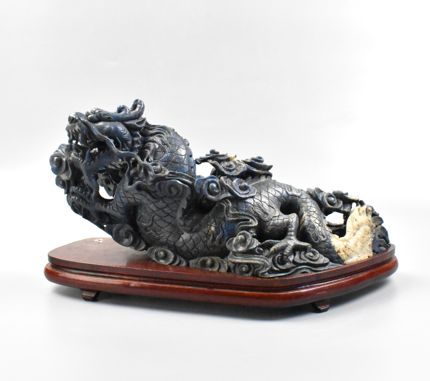 LARGE CHINESE LAPIS DRAGON STATUE