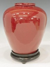 LARGE CHINESE OX BLOOD VASE WI