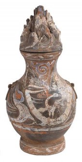 LARGE CHINESE PAINTED POTTERY