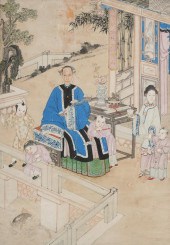 LARGE CHINESE PAINTING OF AN E