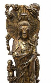 LARGE CHINESE PARCEL GILT CARV