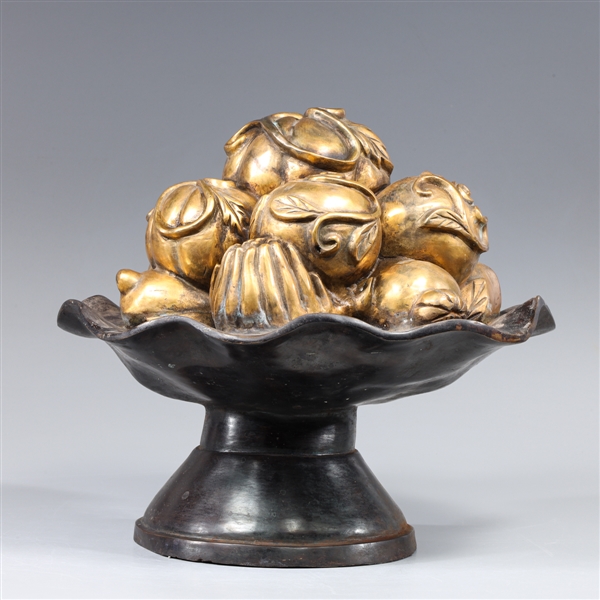 Large Chinese partially gilt bronze