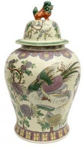 LARGE CHINESE POLYCHROME CERAM