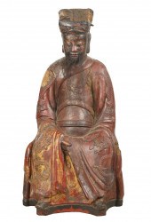 LARGE CHINESE POLYCHROME WOOD