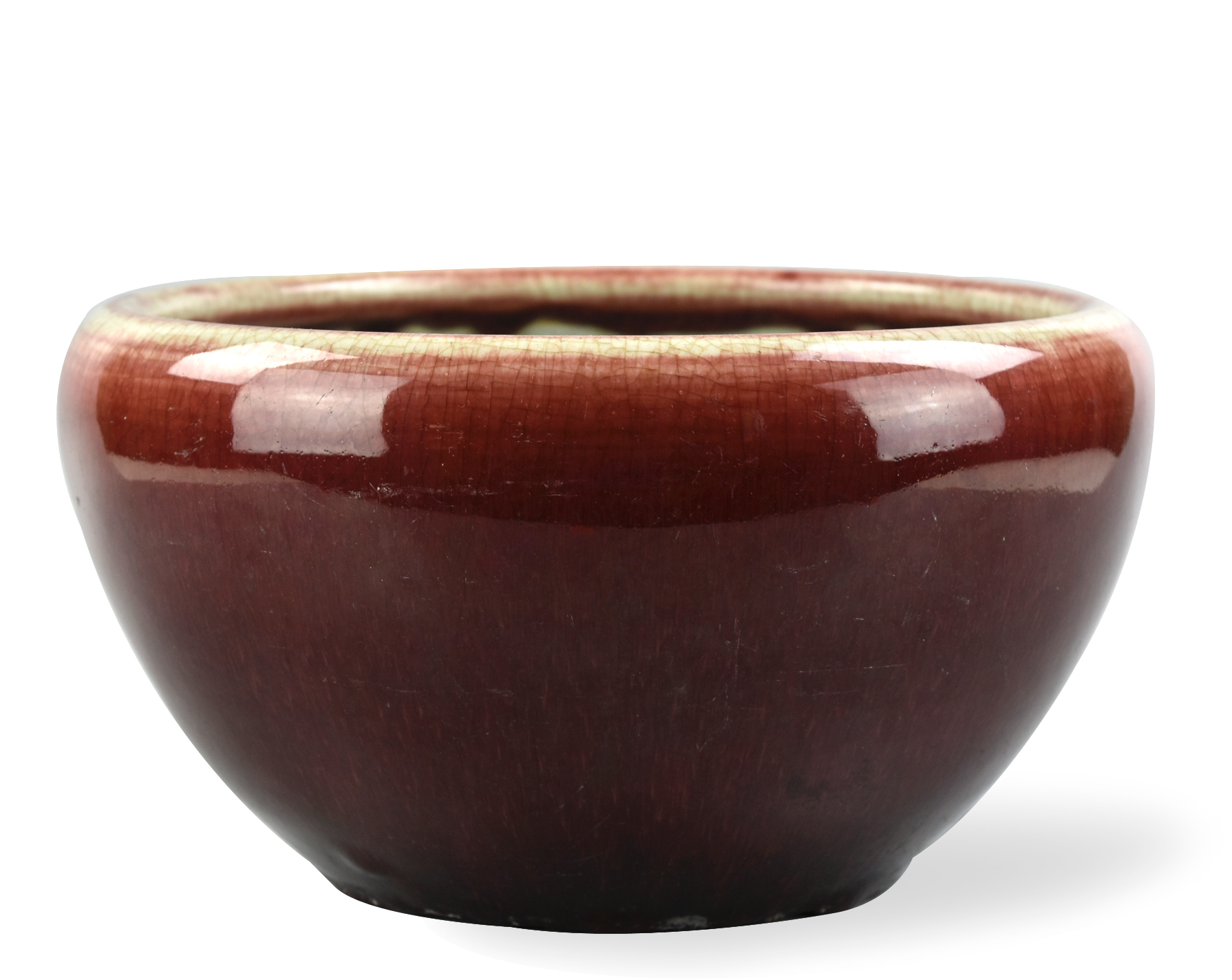 LARGE CHINESE RED FLAMBE GLAZED