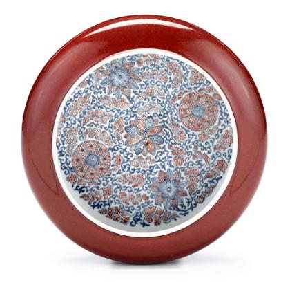 Large Chinese red glazed, blue