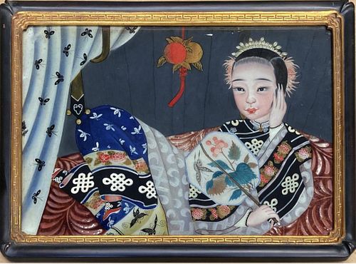 LARGE CHINESE REVERSE GLASS