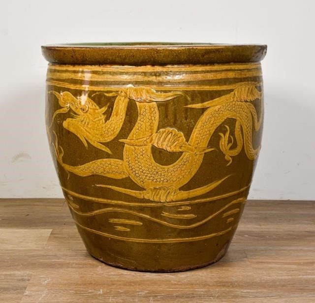 LARGE CHINESE STONEWARE DRAGON
