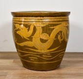 LARGE CHINESE STONEWARE DRAGON