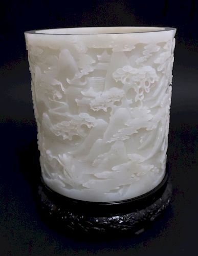 LARGE CHINESE WHITE JADE BRUSH