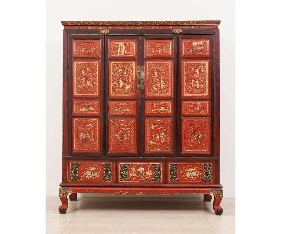 Large Chinese wood carved court