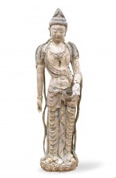 LARGE CHINESE WOOD CARVED GUAN