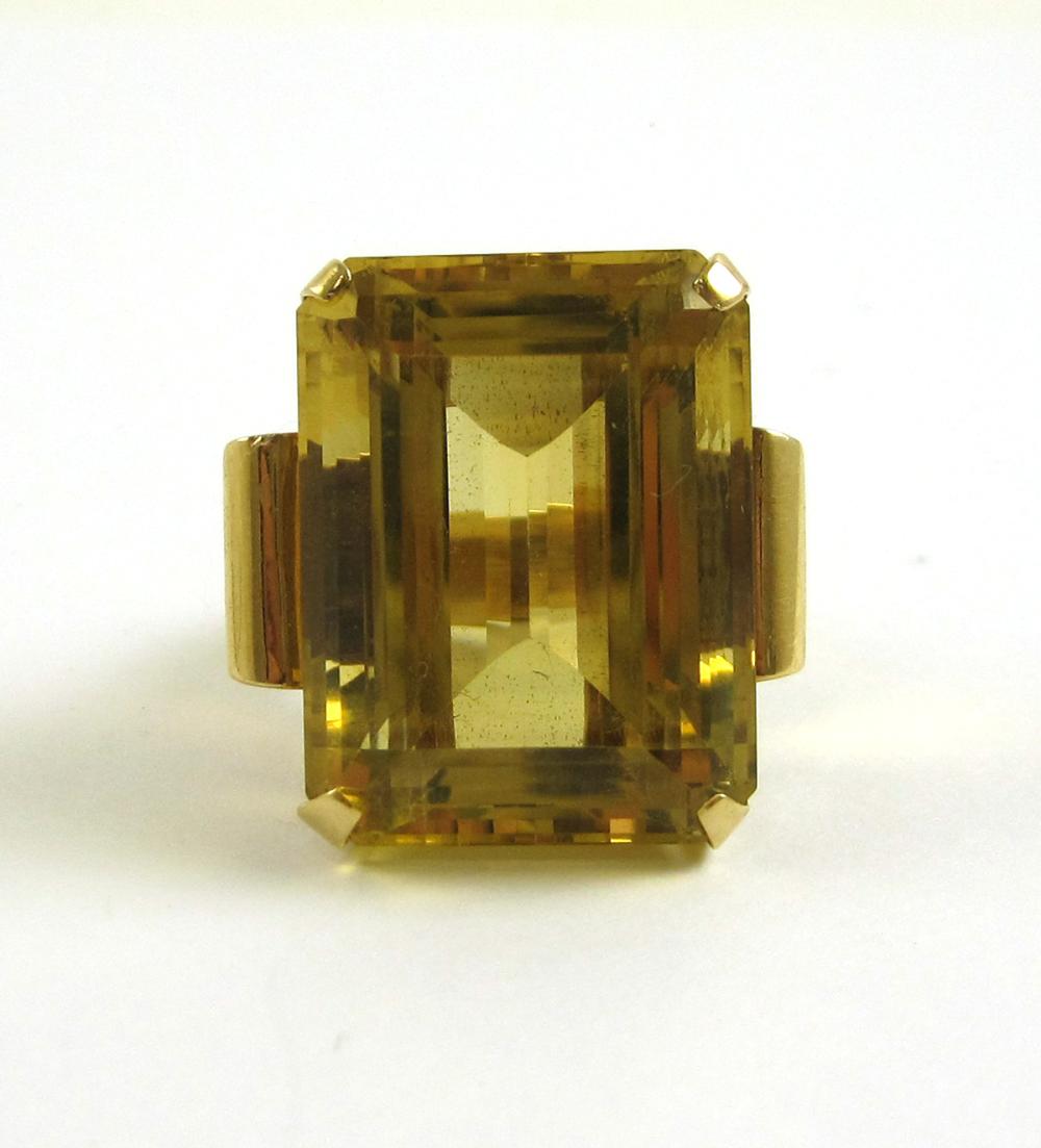 LARGE CITRINE AND FOURTEEN KARAT