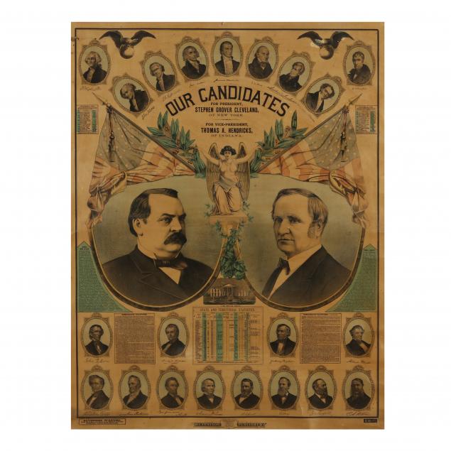 LARGE CLEVELAND-HENDRICKS BROADSIDE