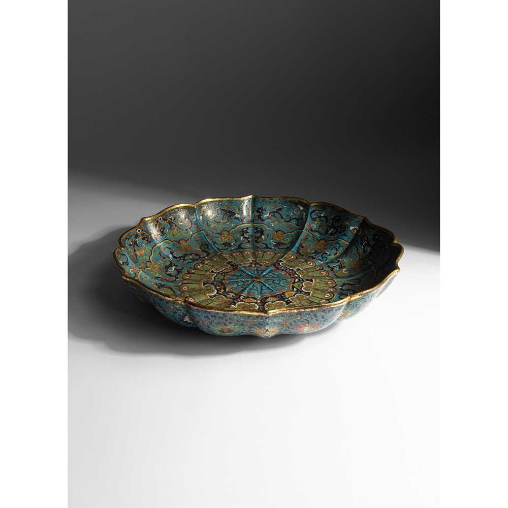 LARGE CLOISONNÉ ENAMEL FOLIATE