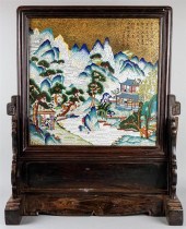 LARGE CLOISONNE ENAMEL PLAQUEL