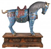 LARGE CLOISONNE HORSEwith remo