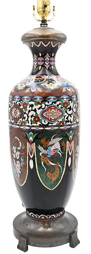 LARGE CLOISONNE VASE, HAVING FLOWER