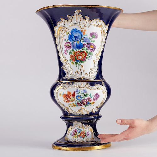 LARGE COBALT BLUE MEISSEN PORCELAIN