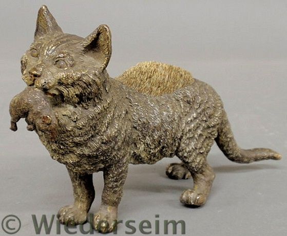 Large cold painted bronze cat