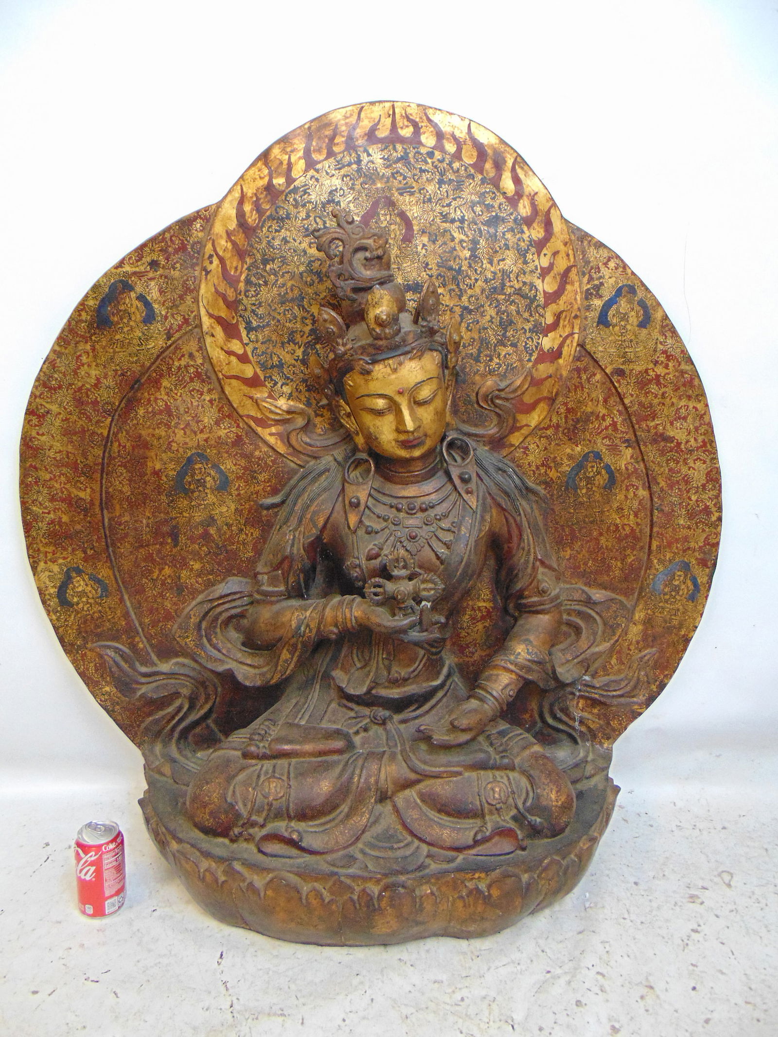 LARGE COLD PAINTED BRONZE, NEPALESE