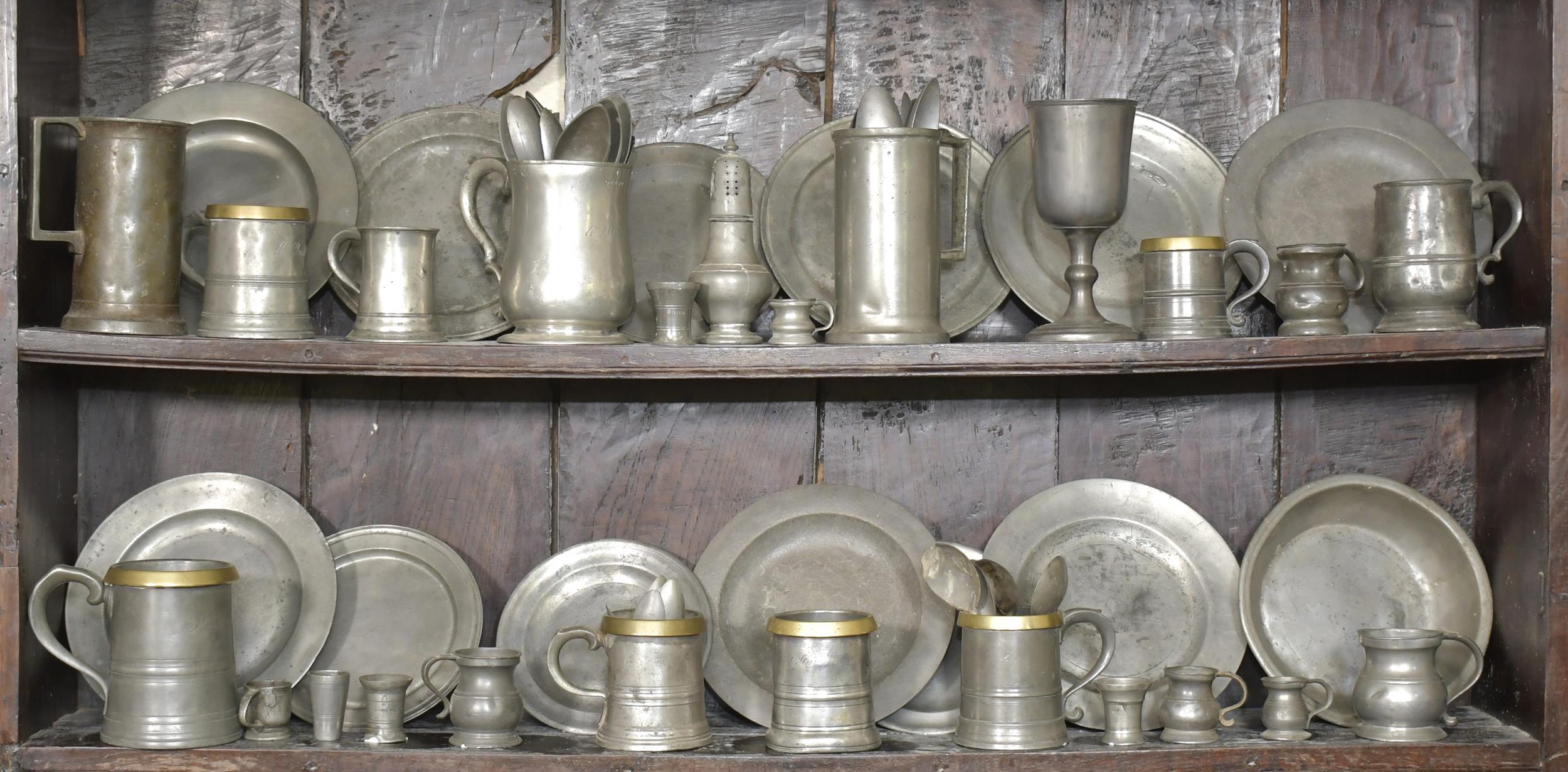 LARGE COLLECTION OF ANTIQUE PEWTER.
