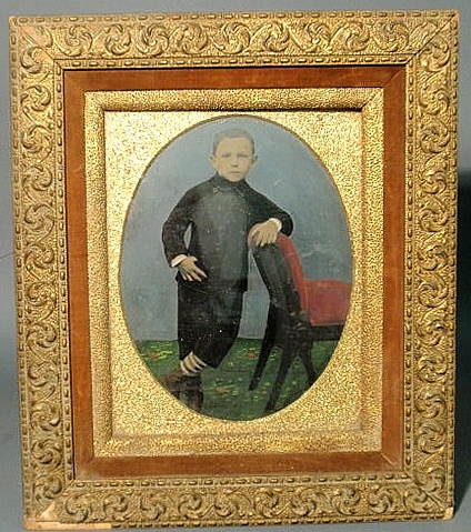 Large colored tintype of a young