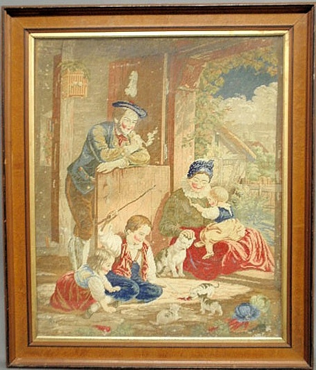 Large colorful Continental woolwork