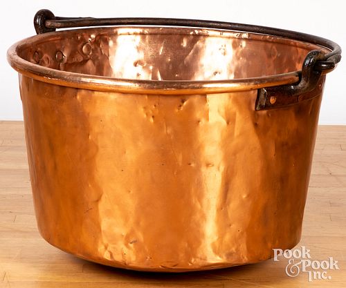 LARGE COPPER APPLE BUTTER KETTLE,