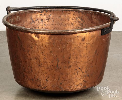 LARGE COPPER APPLE BUTTER KETTLE,